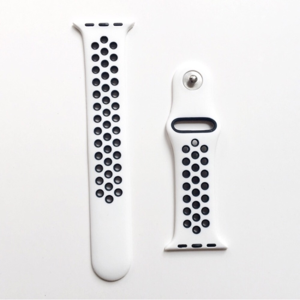NEW White/Black Sport BAND For Apple Watch 42mm - Picture 2 of 7